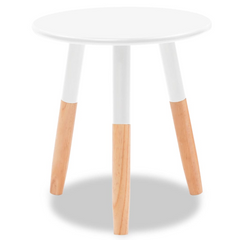 White Solid Pinewood Side Table Set - 2 Pieces, Modern Scandinavian Design, Easy Assembly