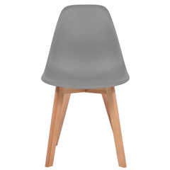 Set of 6 Modern Grey Plastic Dining Chairs with Sturdy Wooden Legs - Ergonomic and Stylish for Kitchen & Dining Room