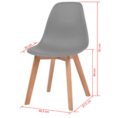 Set of 6 Modern Grey Plastic Dining Chairs with Sturdy Wooden Legs - Ergonomic and Stylish for Kitchen & Dining Room