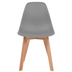 Set of 2 Grey Plastic Dining Chairs with Wooden Legs - Modern and Comfortable Seating for Kitchen or Dining Room