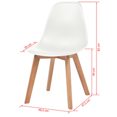 Set of 6 White Plastic Dining Chairs with Rubberwood Legs - Modern, Comfortable, and Durable