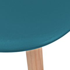 Set of 6 Turquoise Plastic Dining Chairs with Wooden Legs - Modern & Comfortable Seating