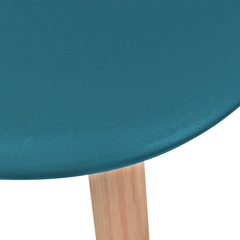 Set of 4 Modern Turquoise Plastic Dining Chairs with Solid Wood Legs - Ergonomic and Easy to Clean