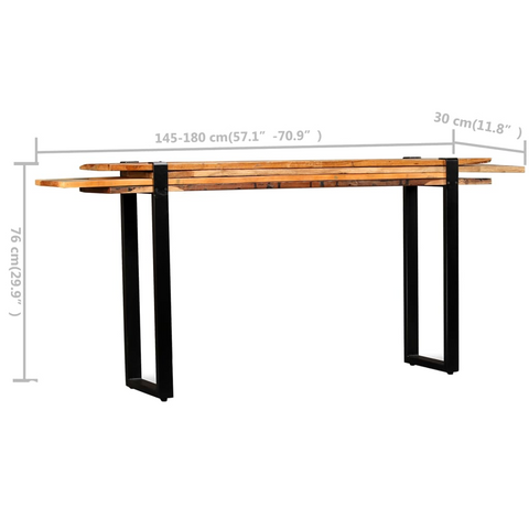 Adjustable Console Table | Solid Reclaimed Wood | Industrial Design | Multi-Layer Top