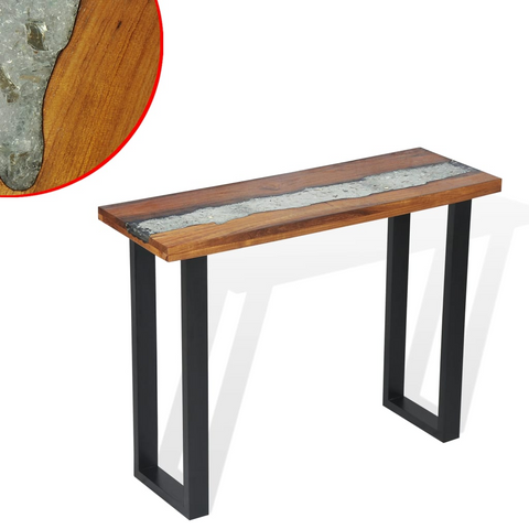 Console Table Teak 100x35x75 cm - Industrial Design, Solid Teak, Mahogany Legs