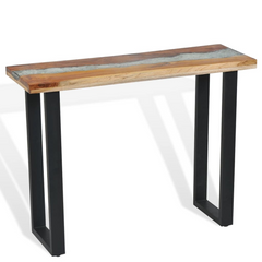 Console Table Teak 100x35x75 cm - Industrial Design, Solid Teak, Mahogany Legs