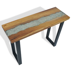 Console Table Teak 100x35x75 cm - Industrial Design, Solid Teak, Mahogany Legs