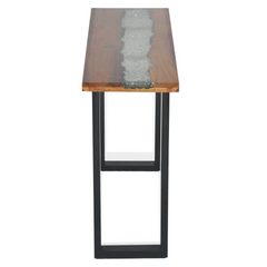 Console Table Teak 100x35x75 cm - Industrial Design, Solid Teak, Mahogany Legs