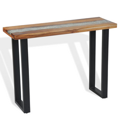 Console Table Teak 100x35x75 cm - Industrial Design, Solid Teak, Mahogany Legs