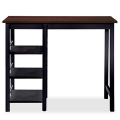 3-Piece Bar Set - Classic Black MDF & Rubberwood - Ergonomically Designed with Storage Shelves