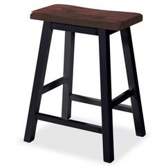 3-Piece Bar Set - Classic Black MDF & Rubberwood - Ergonomically Designed with Storage Shelves