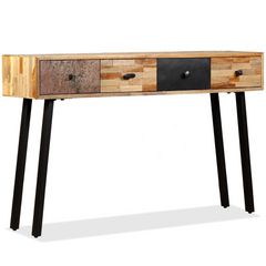 Vintage-Style Console Table | Solid Reclaimed Teak | 120x30x76 cm with 4 Drawers | Polished & Lacquered Finish