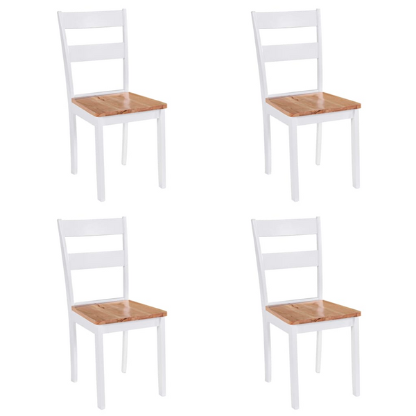 Dining Chairs 4 pcs White Solid Rubber Wood - Stylish and Durable