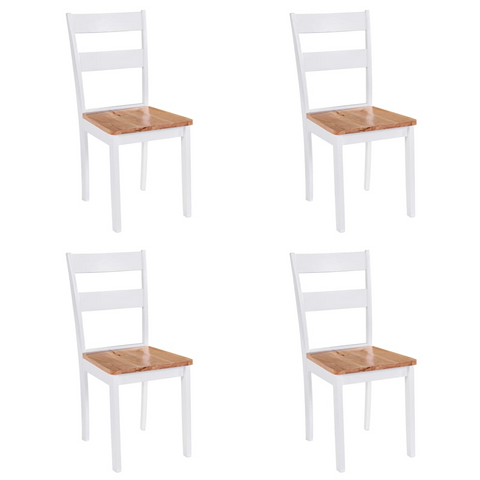 Dining Chairs 4 pcs White Solid Rubber Wood - Stylish and Durable