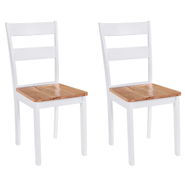 Dining Chairs 2 pcs White Solid Rubber Wood - Elegant and Durable