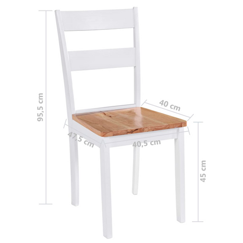 Dining Chairs 2 pcs White Solid Rubber Wood - Elegant and Durable