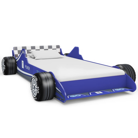 Blue Children's Race Car Bed in Blue - 90x200 cm | Fun & Secure Kids Bed Frame