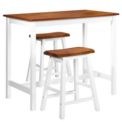 Bar Table and Stool Set - 3 Piece Solid Wood Furniture for Home, Bar, or Restaurant