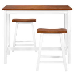 Bar Table and Stool Set - 3 Piece Solid Wood Furniture for Home, Bar, or Restaurant