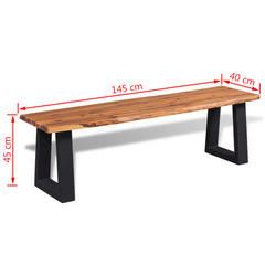 Bench Solid Acacia Wood 145 cm