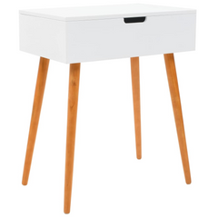 Chic White Dressing Table with Mirror - MDF & Pinewood - 60x40x75 cm