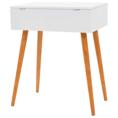 Chic White Dressing Table with Mirror - MDF & Pinewood - 60x40x75 cm