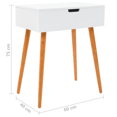 Chic White Dressing Table with Mirror - MDF & Pinewood - 60x40x75 cm