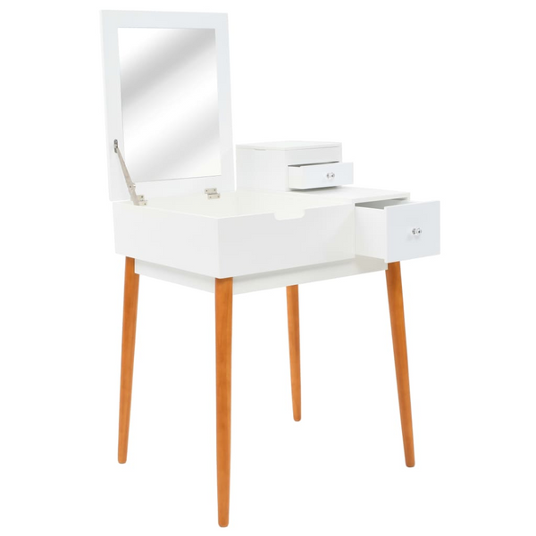 Elegant Dressing Table with Mirror - Stylish MDF Design, White Finish - 60x50x86 cm