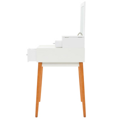 Elegant Dressing Table with Mirror - Stylish MDF Design, White Finish - 60x50x86 cm