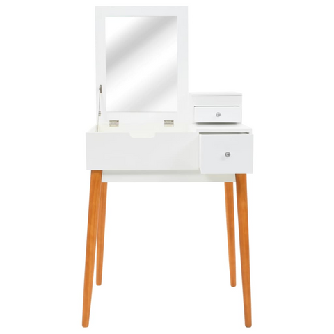 Elegant Dressing Table with Mirror - Stylish MDF Design, White Finish - 60x50x86 cm