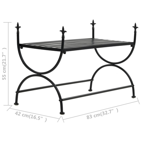 Vintage Style Metal Bench, 83x42x55 cm, Black - Elegant and Sturdy Seating Solution