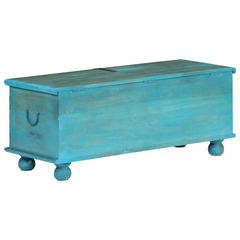 Antique-Style Blue Storage Chest | Solid Mango Wood | 100x40x41 cm | Unique & Handcrafted