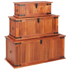 Storage Chests Set of 3 - Solid Acacia Wood, Stylish and Versatile Storage Solution