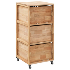 Solid Walnut Wood Bathroom Cabinet with 3 Baskets and Castors - Stylish Storage Solution, 41x41x91 cm