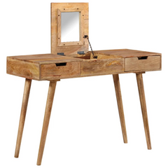 Elegant Dressing Table - 112x45x76 cm Solid Mango Wood, Modern Design with Mirror and Ample Storage