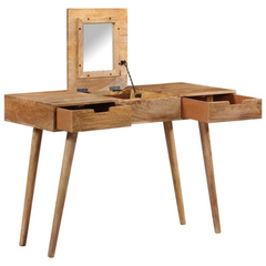 Elegant Dressing Table - 112x45x76 cm Solid Mango Wood, Modern Design with Mirror and Ample Storage