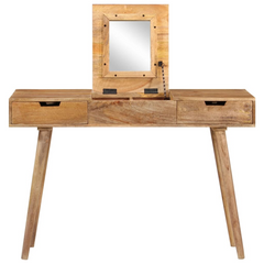 Elegant Dressing Table - 112x45x76 cm Solid Mango Wood, Modern Design with Mirror and Ample Storage