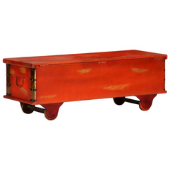 Red Storage Box 110x40x40 cm - Solid Acacia Wood Chest for Home & Office