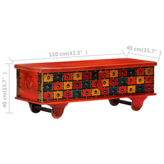 Red Storage Box 110x40x40 cm - Solid Acacia Wood Chest for Home & Office