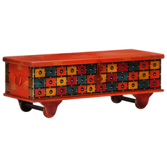 Red Storage Box 110x40x40 cm - Solid Acacia Wood Chest for Home & Office