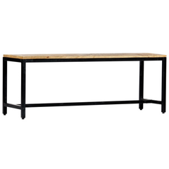 120 cm Dining Bench - Solid Rough Mango Wood with Industrial Iron Legs