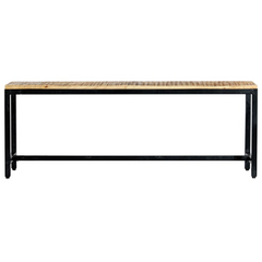 120 cm Dining Bench - Solid Rough Mango Wood with Industrial Iron Legs