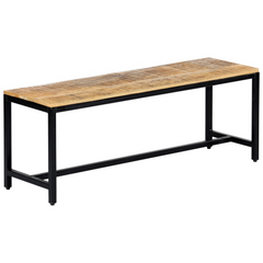 120 cm Dining Bench - Solid Rough Mango Wood with Industrial Iron Legs