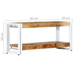 TV Cabinet 90x30x40cm Solid Mango Wood - Industrial-Inspired Wooden Side Cabinet