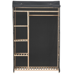 Grey Fabric Wardrobe with Solid Fir Wood Frame - 110x40x170 cm