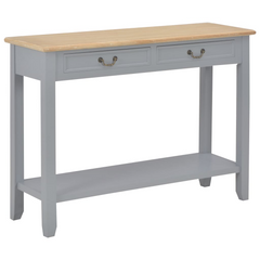 Grey Wooden Console Table - Elegant Multi-functional Table with Drawers & Shelf - 110x35x80 cm