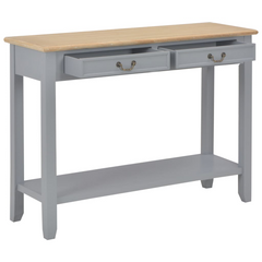 Grey Wooden Console Table - Elegant Multi-functional Table with Drawers & Shelf - 110x35x80 cm