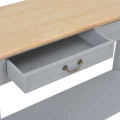 Grey Wooden Console Table - Elegant Multi-functional Table with Drawers & Shelf - 110x35x80 cm