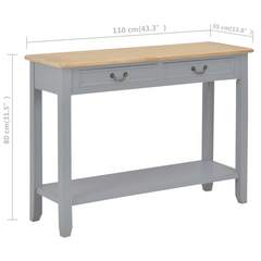 Grey Wooden Console Table - Elegant Multi-functional Table with Drawers & Shelf - 110x35x80 cm