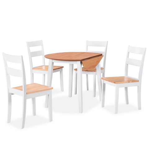 Dining Set 5 Pieces MDF and Rubberwood White - Elegant and Practical